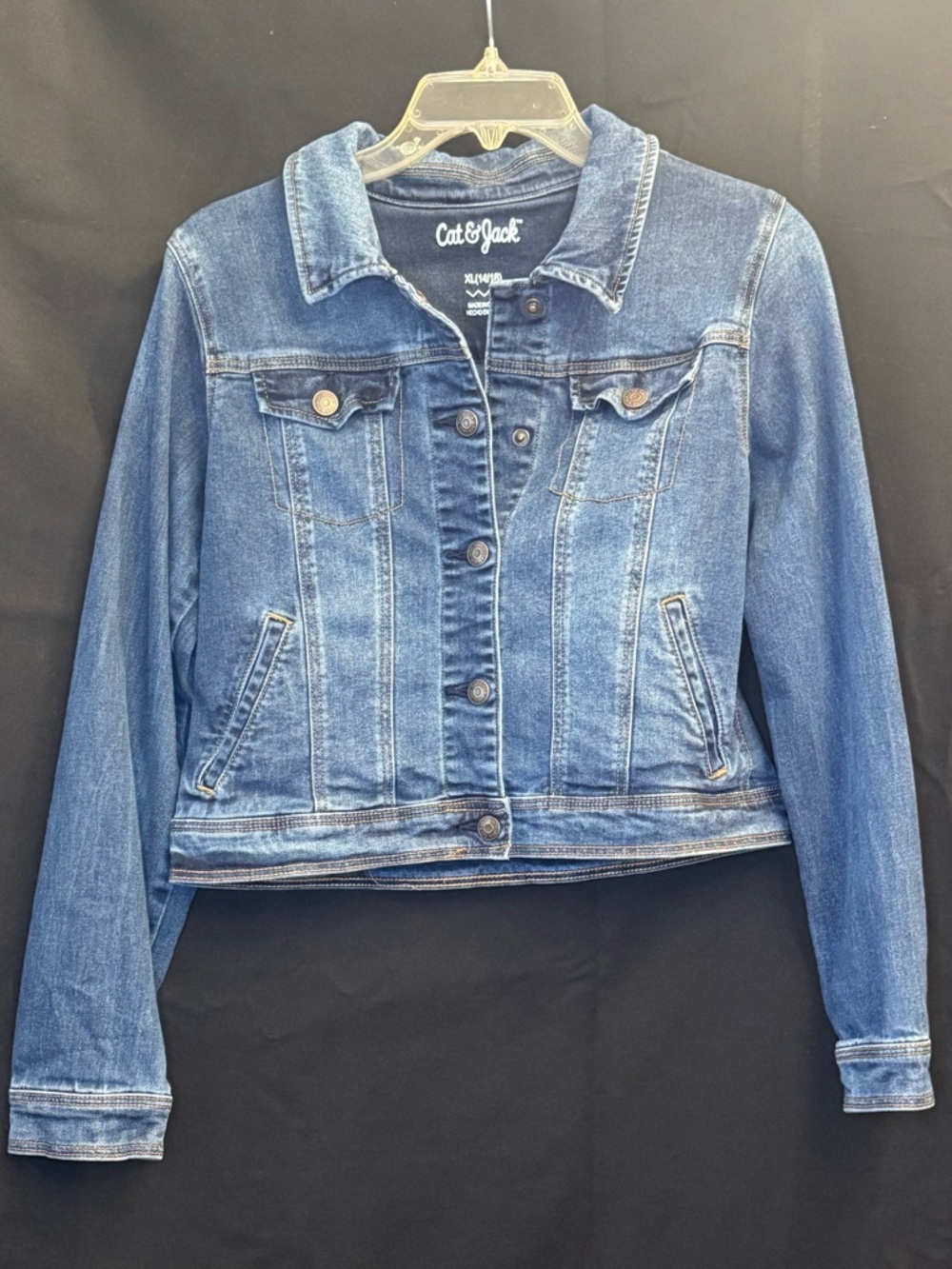 Cat & Jack Girls Classic Medium Blue Denim Jacket